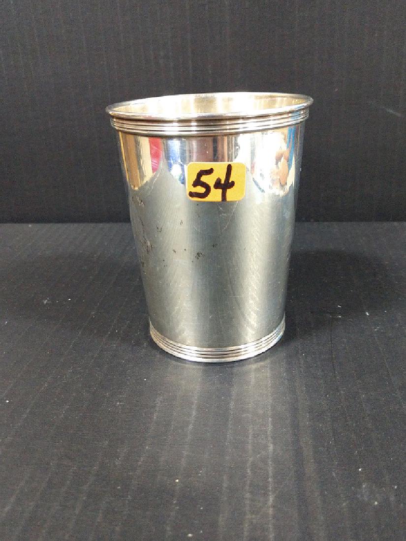 Sterling Silver Mint Julep Cup: Sterling 3759 3 3/4"H x 2 15/16" x 2 3/8" base; Cup design has 4 ribs. Approx. weight 3.715 troy ounce
