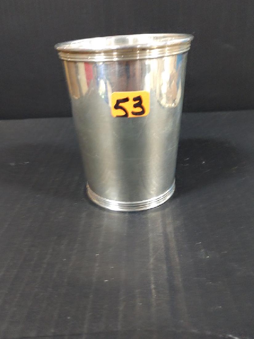Sterling Silver Mint Julep Cup: Sterling 3759 3 3/4"H x 2 15/16" x 2 3/8" base; Cup design has 4 ribs. Approx. weight 3.820 troy ounce
