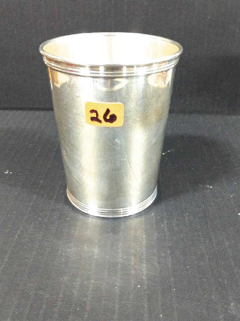 Sterling Silver - Mint Julep Cup: Sterling 2759S, No engraving . Couple of small dings on side. 3 3/4"H x 2 15/16"W x 2 3/8" base. Cup design includes 4 Ribs at top and bottom rims. Approximate Weight 3.835 troy ounce.
