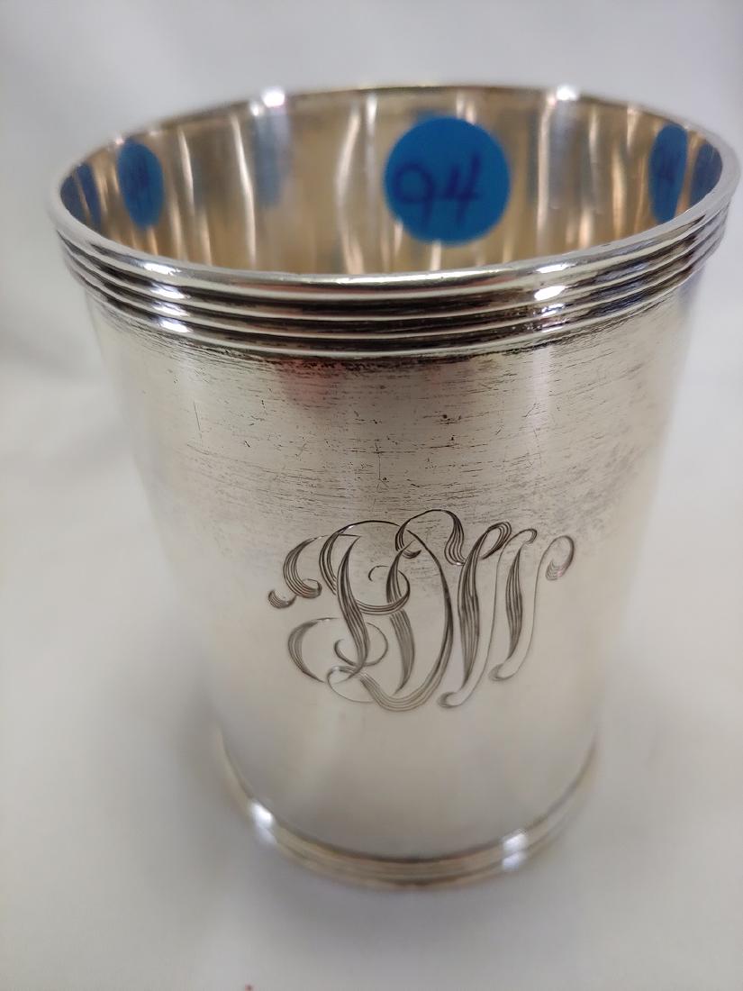Sterling Silver - Mint Julep Cup: Engraved on side DW . 4 Ribs top and bottom. Approximate Weight 110.9 grams.