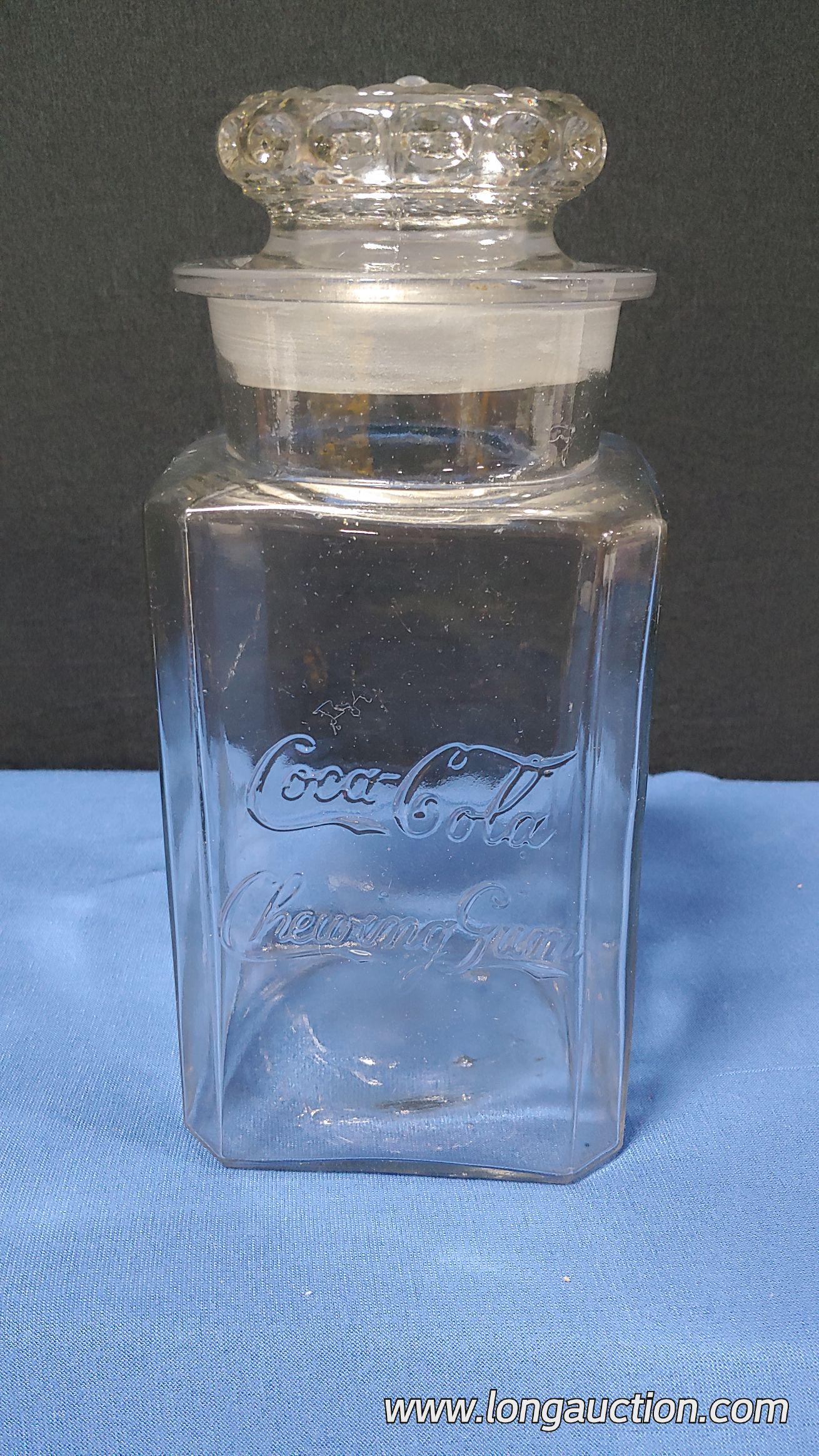 Country Store - Coca Cola Chewing Gum Jar: Glass Jar - Coca Cola Chewing Gum. Inside top rim roughness has been filed. Air bubbles in the bottom. Coca Cola Chewing Gum embossed on front of jar.