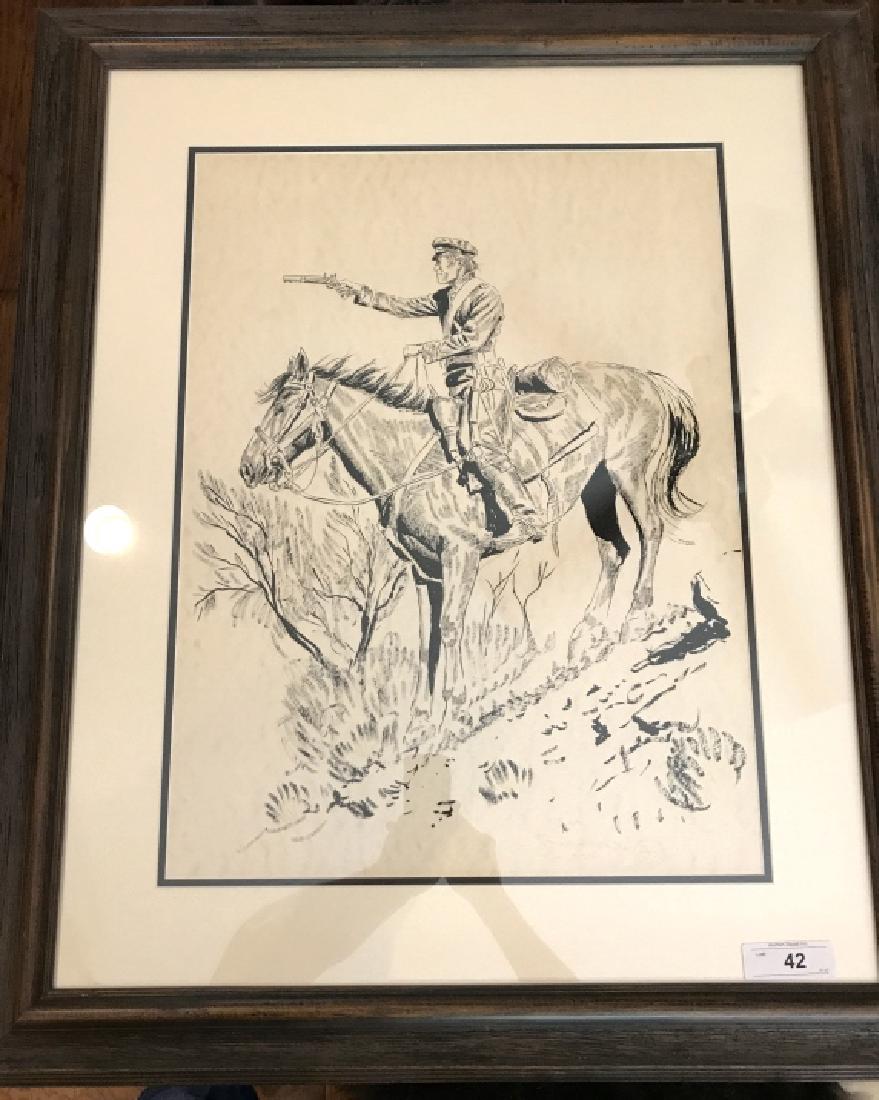 Joe Ruiz Grandee Original Sketch, Signed: Renowned Texas Artist With Paintings That Are Highly Collectible And Exhibited At The U S Capital, Featured On Many Western Magazines, And With A Dedicated Room At The National Cowboy Museum In Oklaho