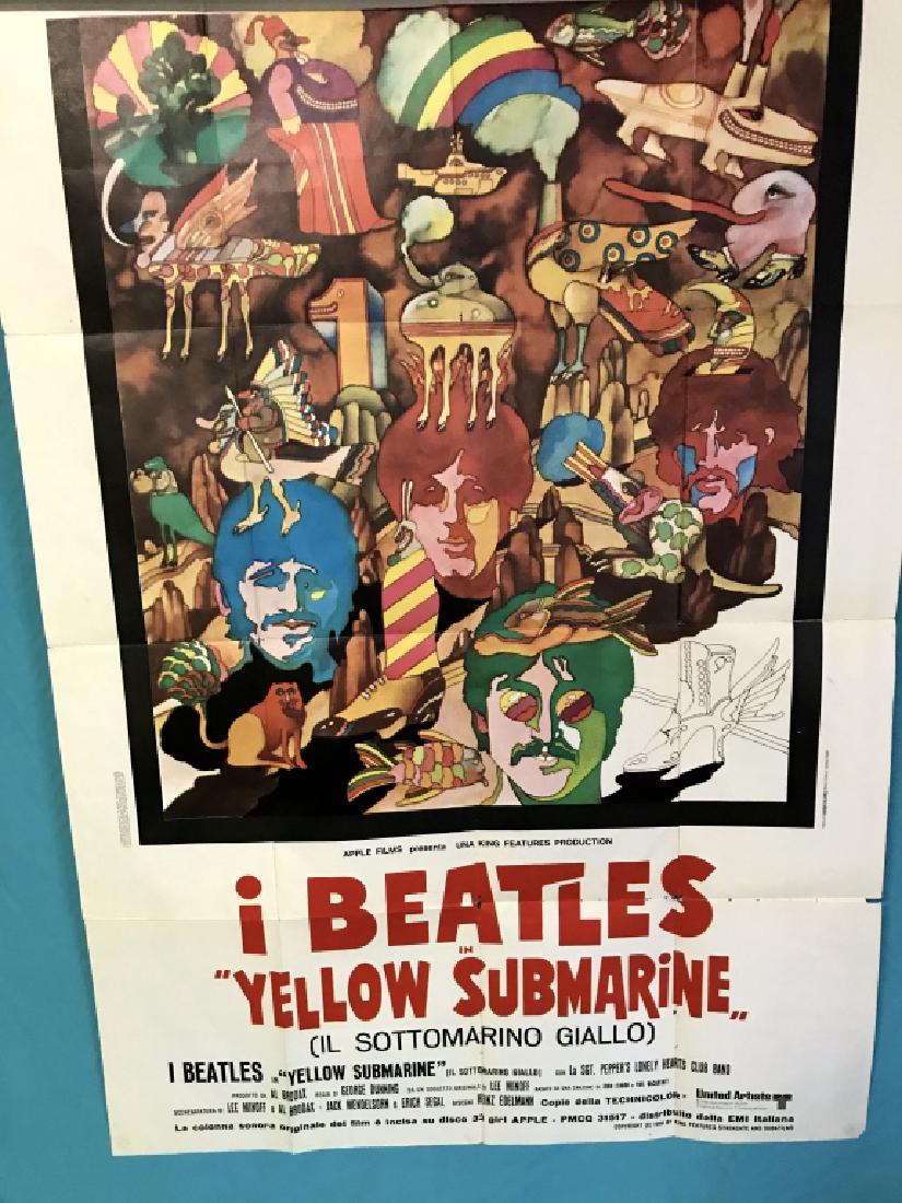 Unframed Original Beatles Yellow Submarine Movie: Poster, Circa 1968 55" H X 40" W