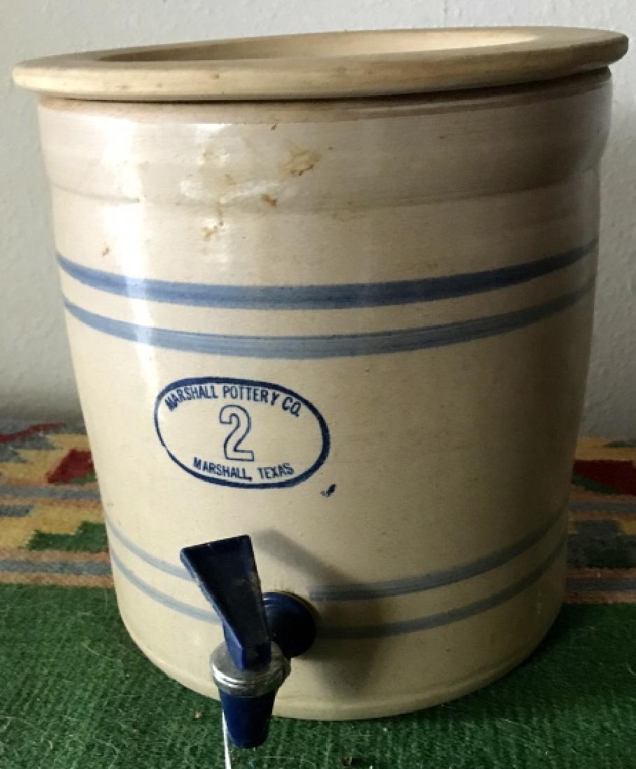 Marshall Pottery Co Crock Dispenser W/ Lid: #2 10" H X 9" W