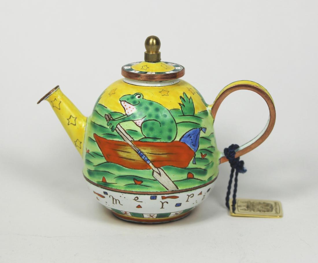 HAND PAINTED TRADE PLUS AID ENAMEL TEAPOT