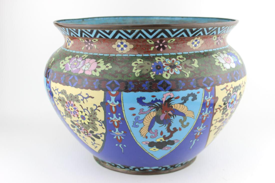 LARGE CLOISONNE OVER METAL FISHBOWL (1 of 8)