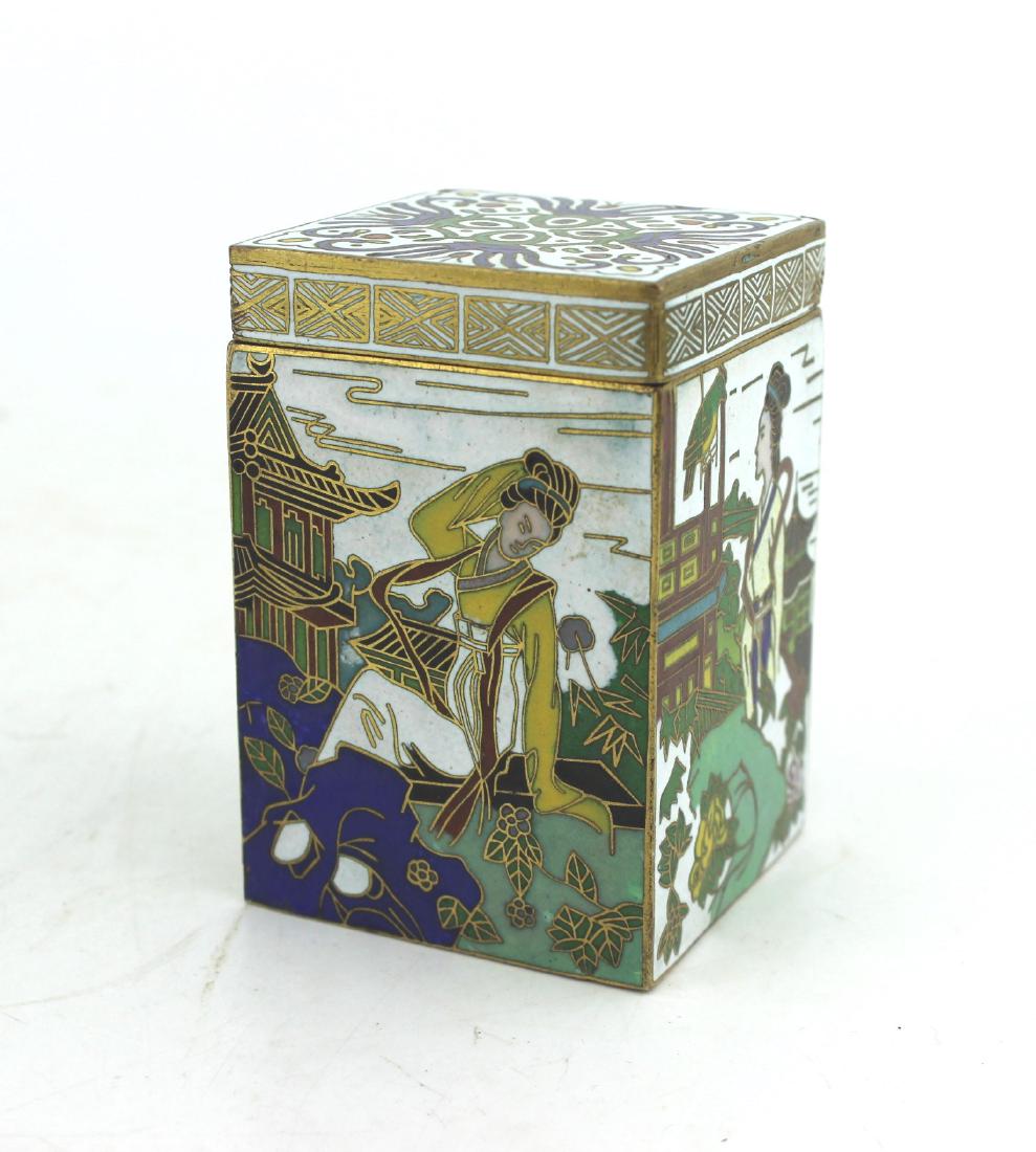 A CHINESE CLOISONNE TEA CADDY BOX (1 of 4)