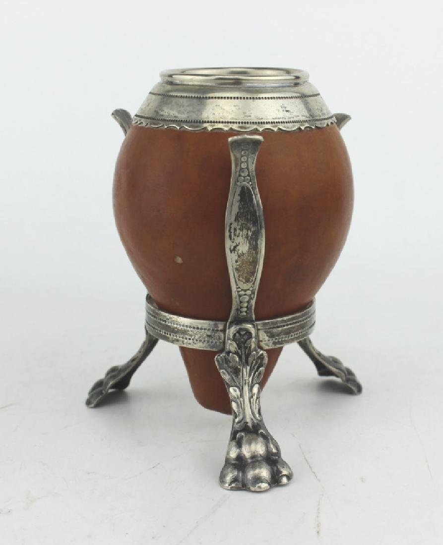 VINTAGE SILVER MOUNTED GOURD CUP WITH FEET (1 of 5)
