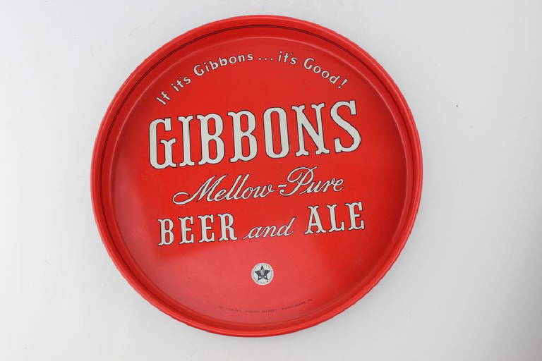 GIBBONS BEER TRAY Apr 27, 2019 Auction in MD