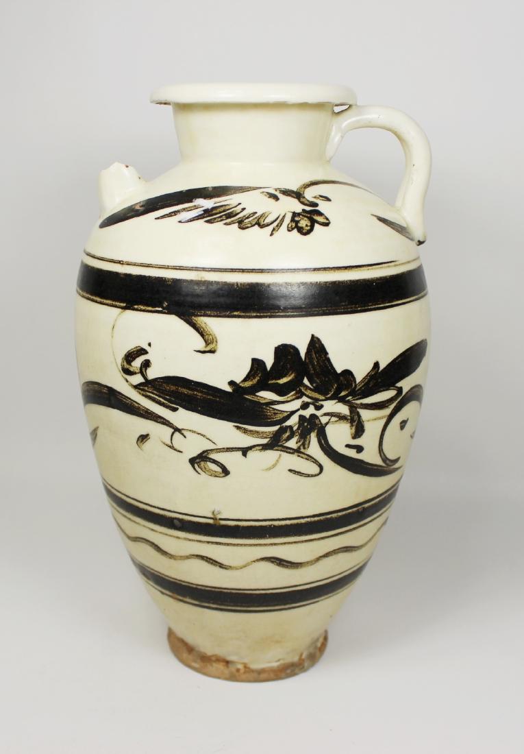 CHINESE ZI ZHOU PORCELAIN POT: Pot mouth damaged. 10 1/2 in. H