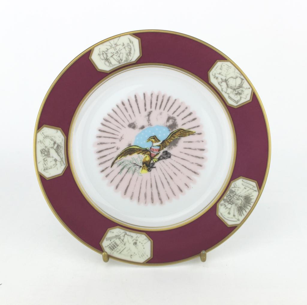 WHITE HOUSE COLLECTION DESSERT PLATE: The plate has been authentically re-created from th White House china pattern used during the administration of James Monroe Fifth President of the United States of America (1817-1825). Woodmere China
