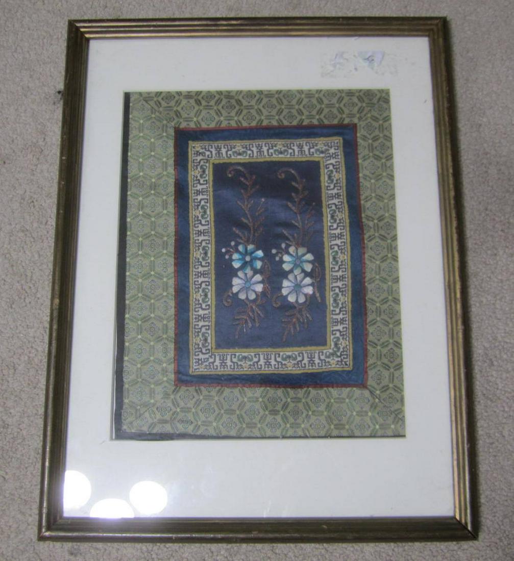 FRAMED CHINESE EMBROIDERED SLIK TAPESTRY (1 of 6)