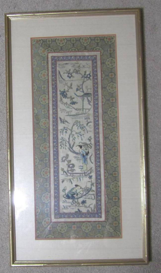 FRAMED CHINESE EMBROIDERED SLIK TAPESTRY (1 of 7)