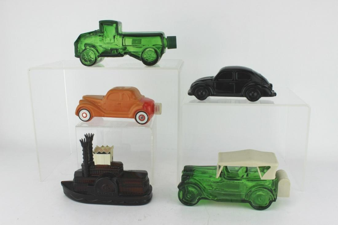 FIVE GLASS AVON COLOGNE AUTO BOTTLES (1 of 10)