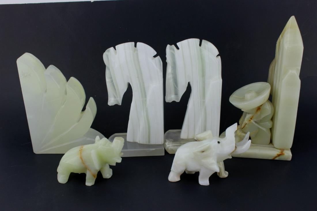 LOT OF SIX ONYX STONE DESK ITEMS (1 of 9)