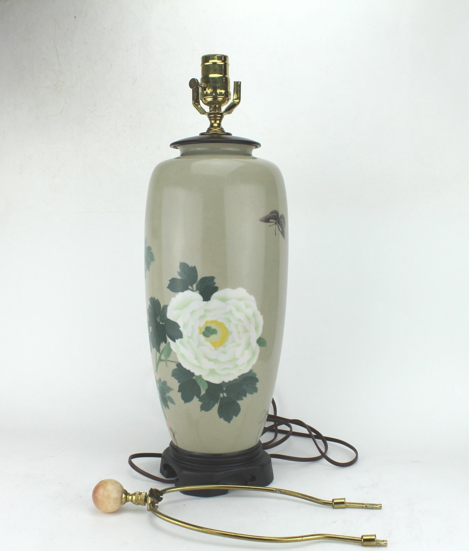 AN ORIENTAL ENAMEL METAL VASE LAMP (1 of 8)