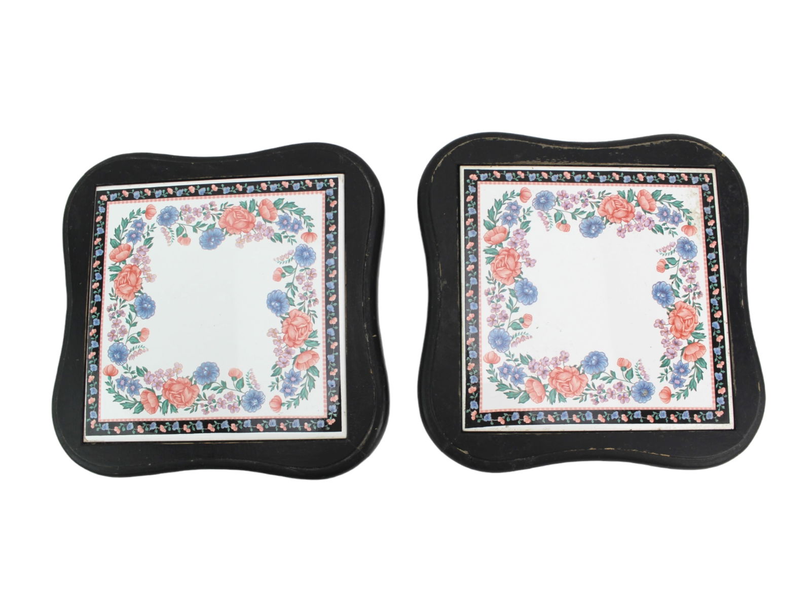 Two Square Porcelain Trivet: Dimensions: 7 1/2 X 7 1/2 in.