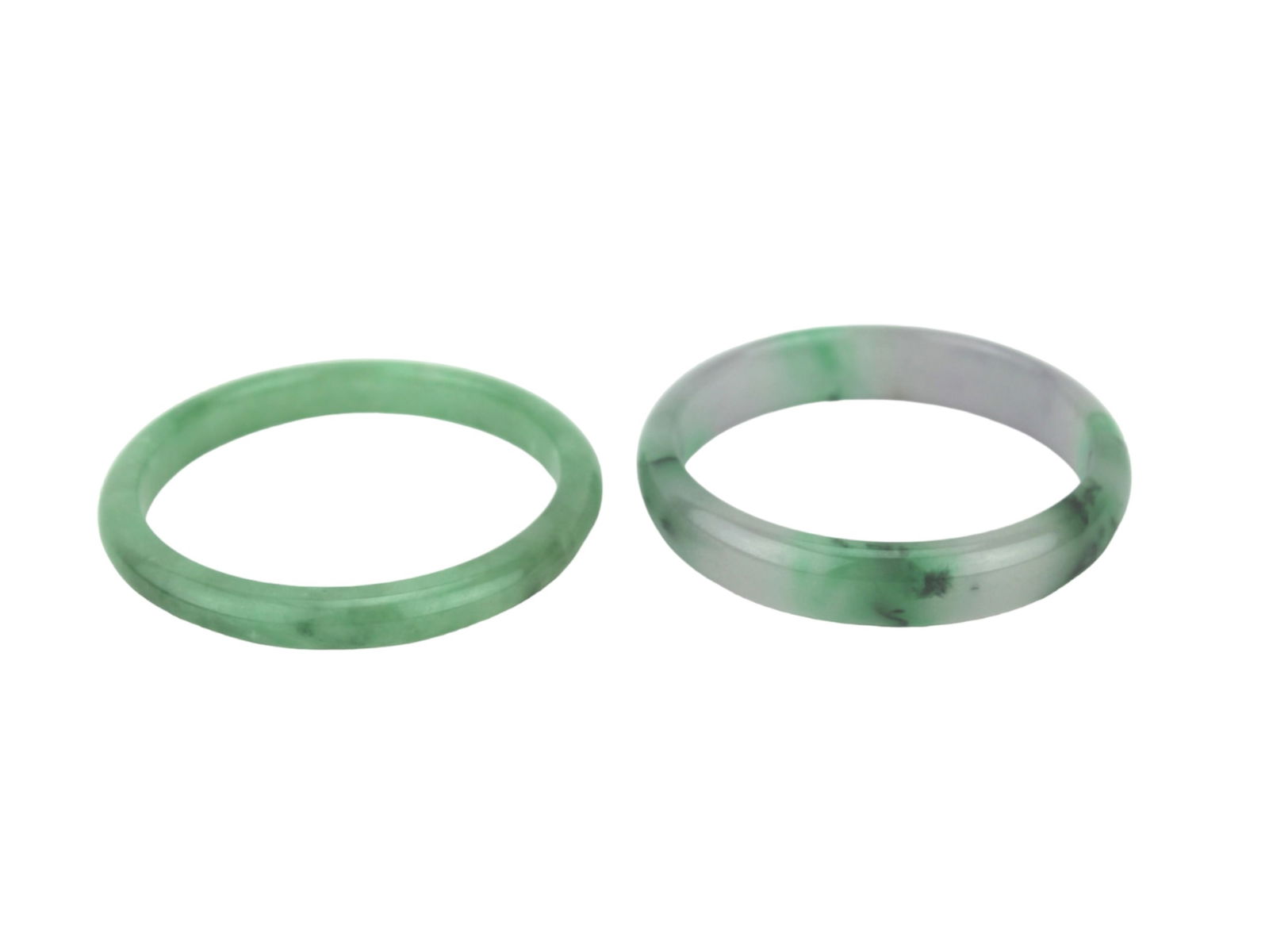 TWO JADEITE BANGLE BRACELETS (1 of 8)