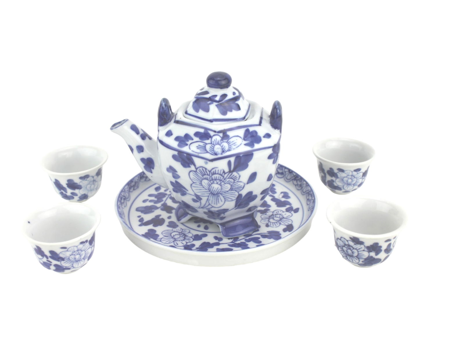 CHINESE BLUE/WHITE PORCELAIN TEASET WITH CASE (1 of 6)