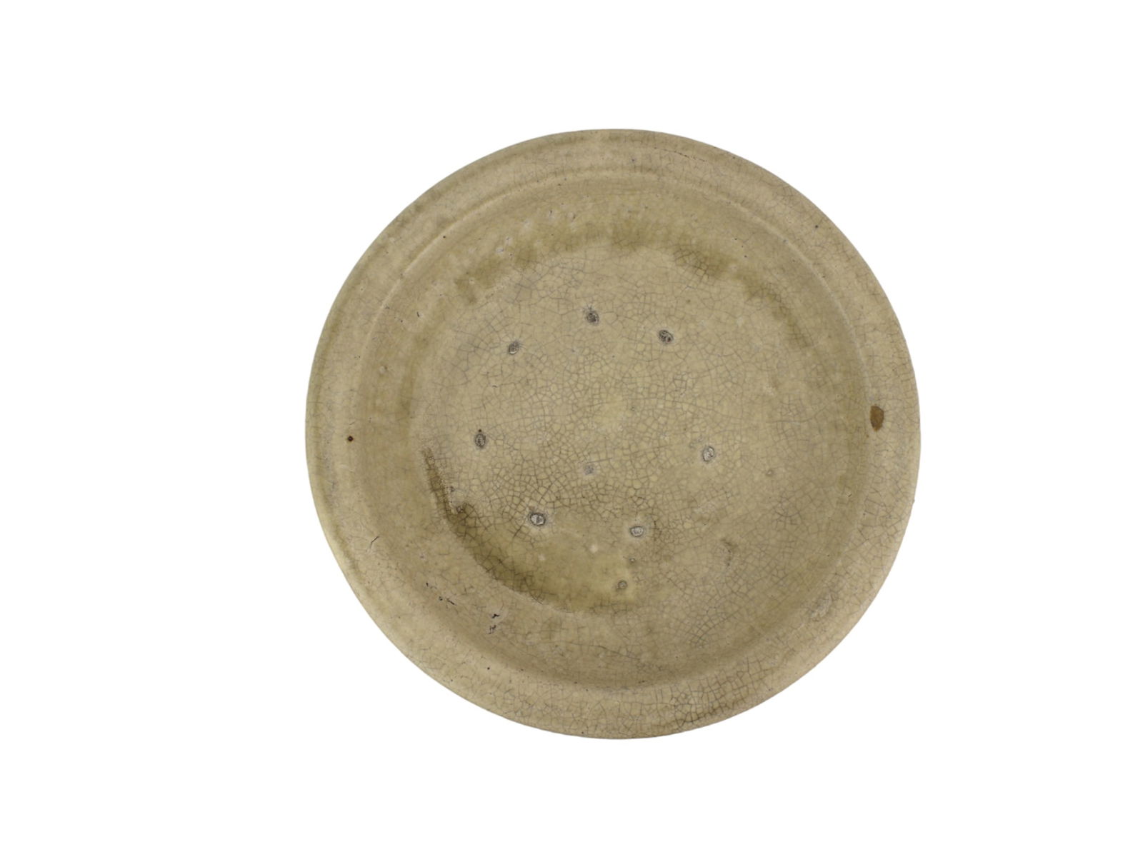 LARGE CHINESE CELADON POTTERY LOW BOWL (1 of 5)