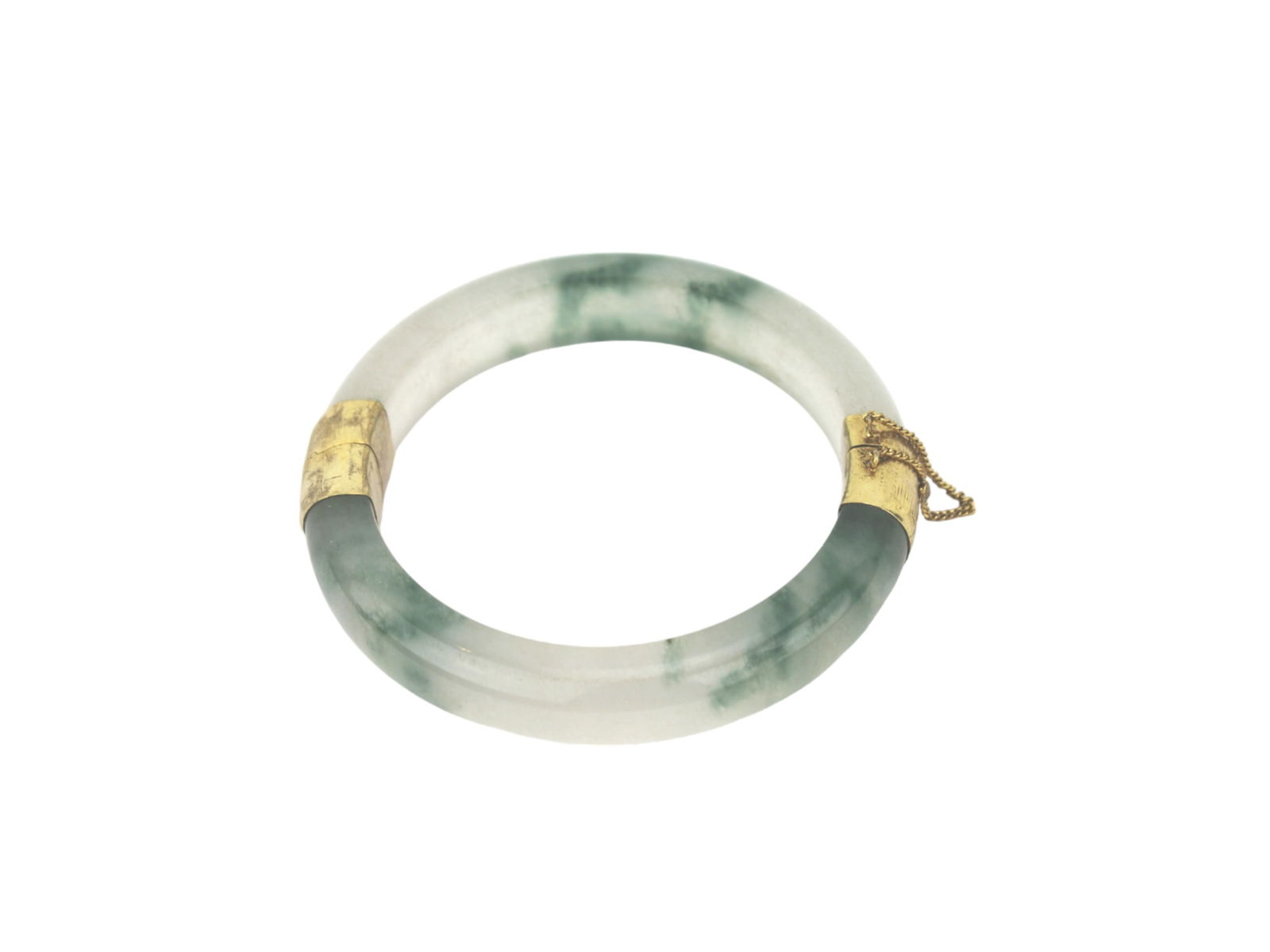 CHINESE JADEITE BRACLET: 3 1/4 in. (D). Please see pictures for detailed conditions.