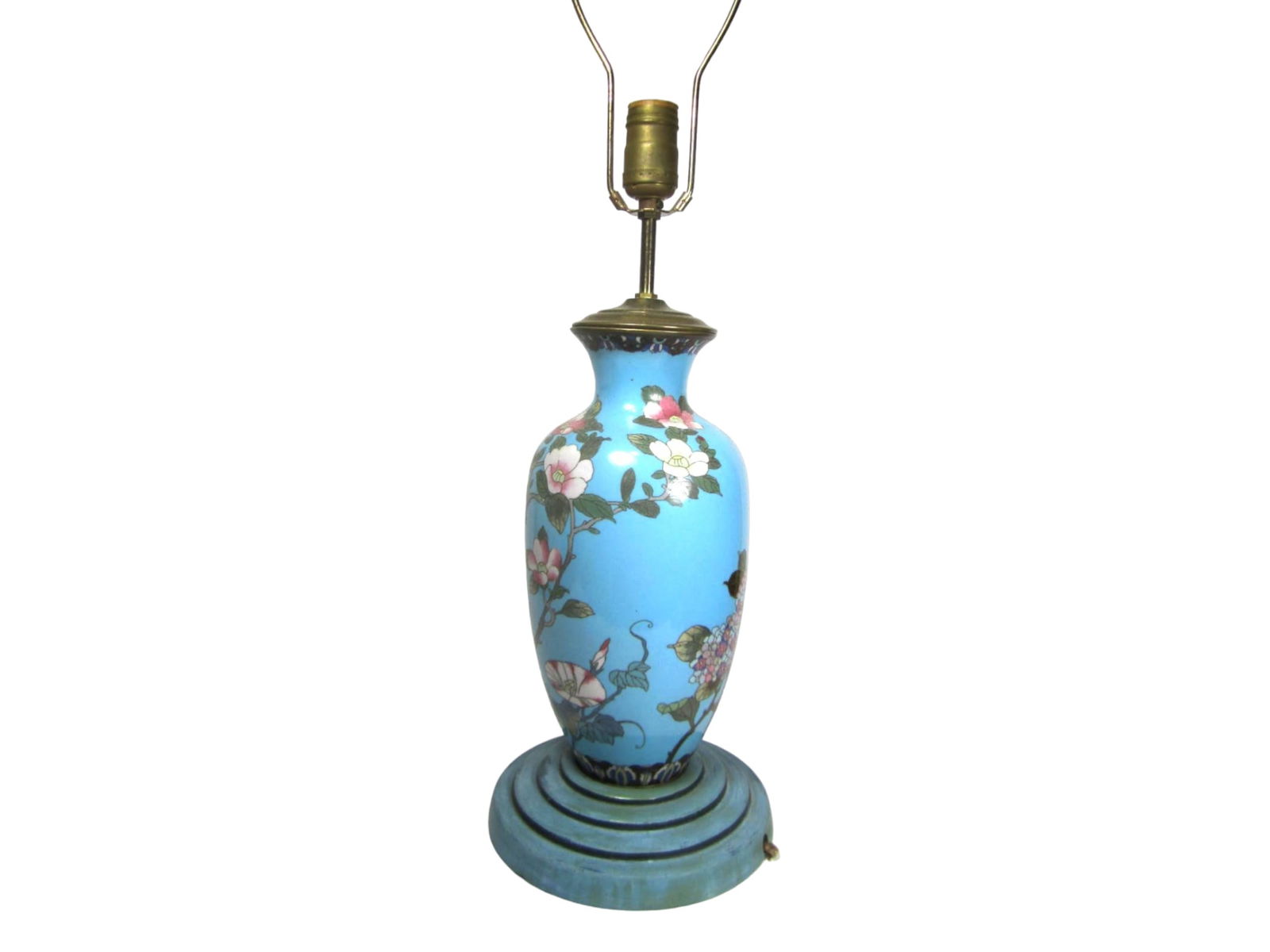 CHINESE CLOISONNE ENAMEL VASE TABLE LAMP (1 of 7)
