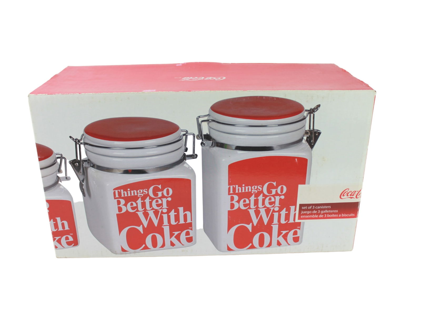 SET OF 3 COCA COLA CANISTERS NEW IN BOX (1 of 9)