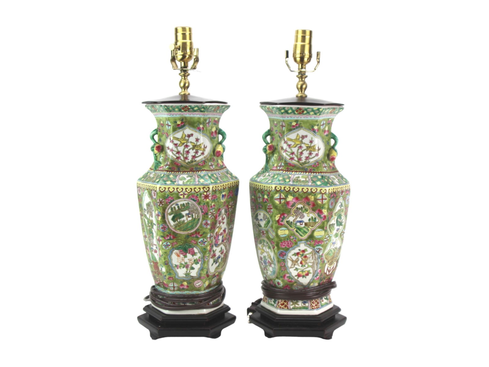 Pair of Rose Medallion Vase Converted Table Lamps (1 of 14)