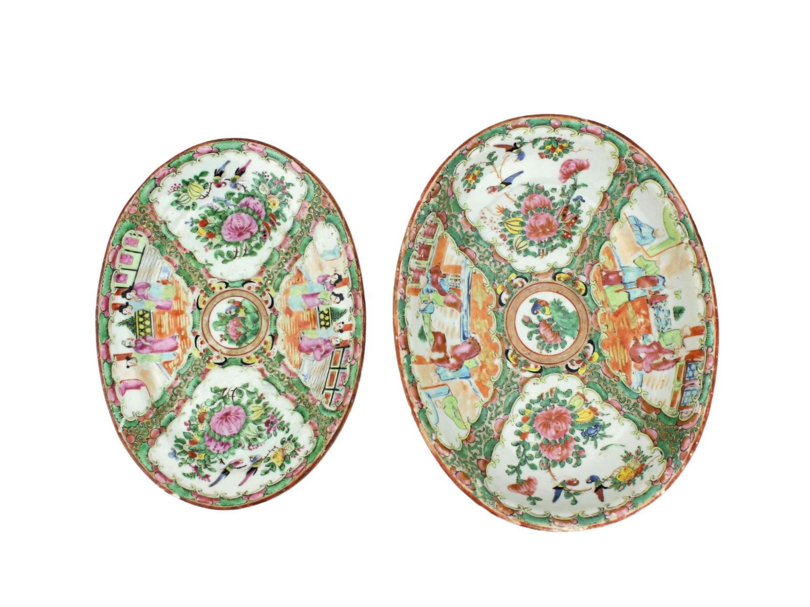 TWO ROSE MEDALLION OVAL PLATTERS (1 of 6)