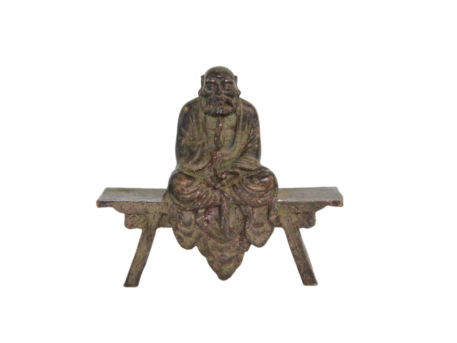 Chinese Bronze Sitting Monk Buddha Statue (1 of 7)