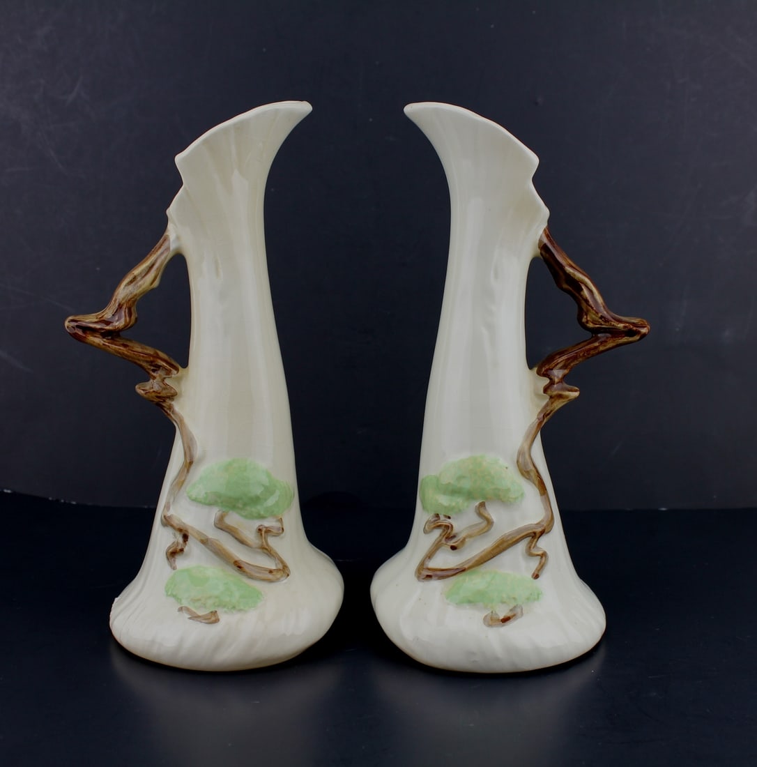 PAIR OF ROSEVILLE MING TREE EWER 516-10" (1 of 4)