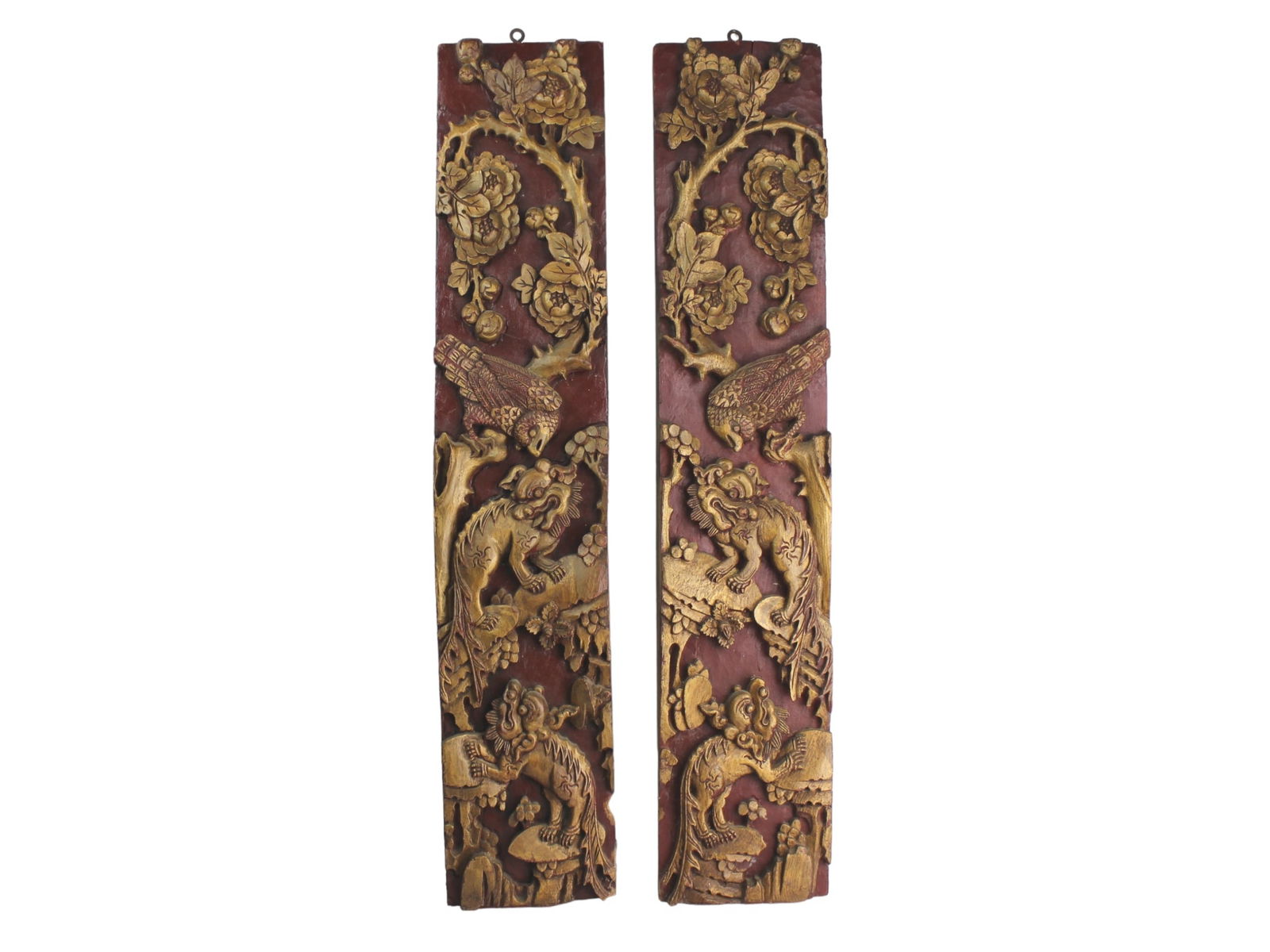 Pair of Chinese Carved Wood Wall Hanging Panels (1 of 6)