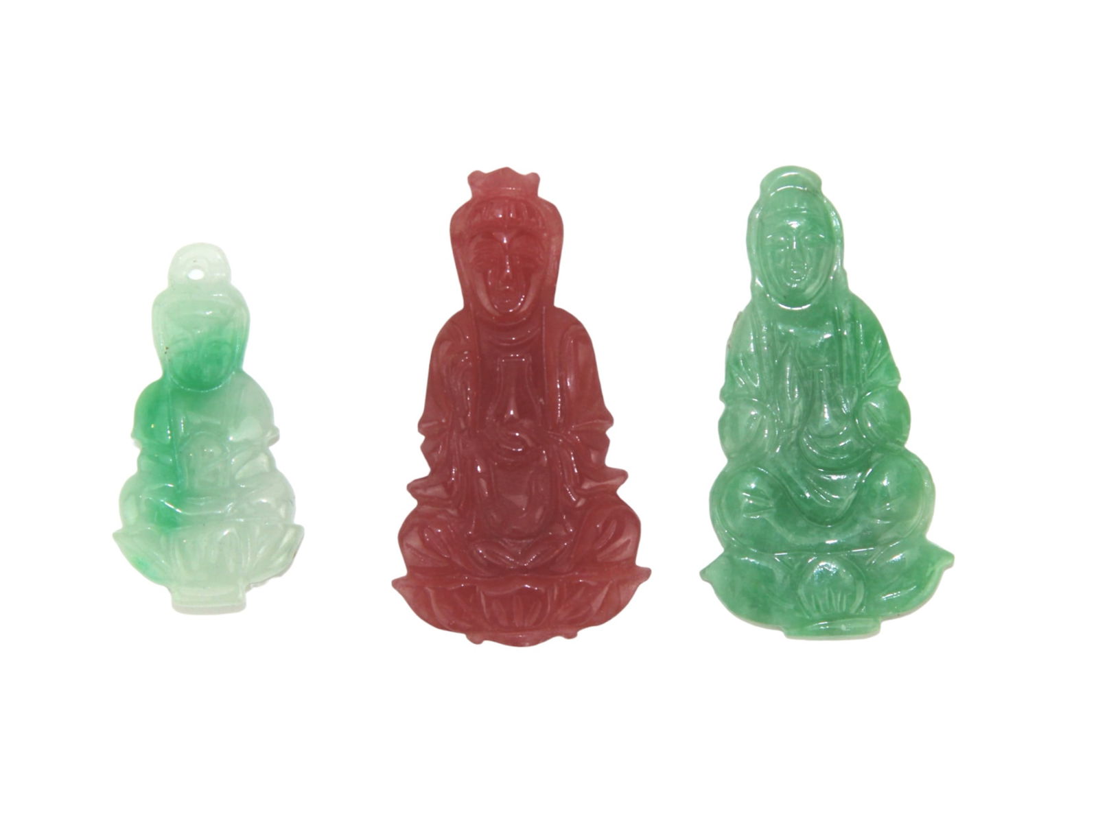 Three Chinese Jadeite Buddha Pendants (1 of 6)