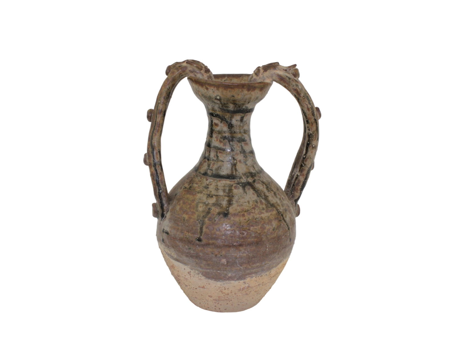 CHINESE POTTERY DOUBLE EAR VASE (1 of 5)