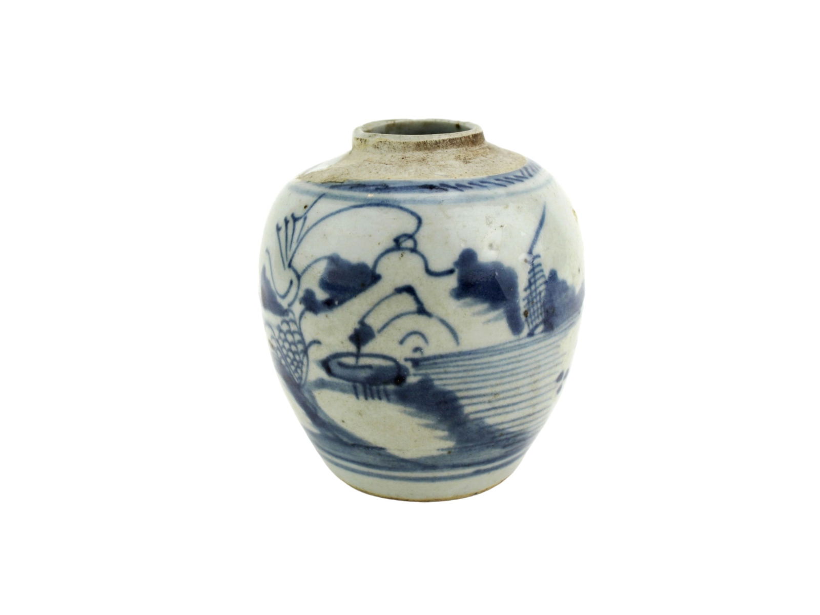 CHINESE EXPORT CANTON BLUE/WHITE JAR (1 of 7)