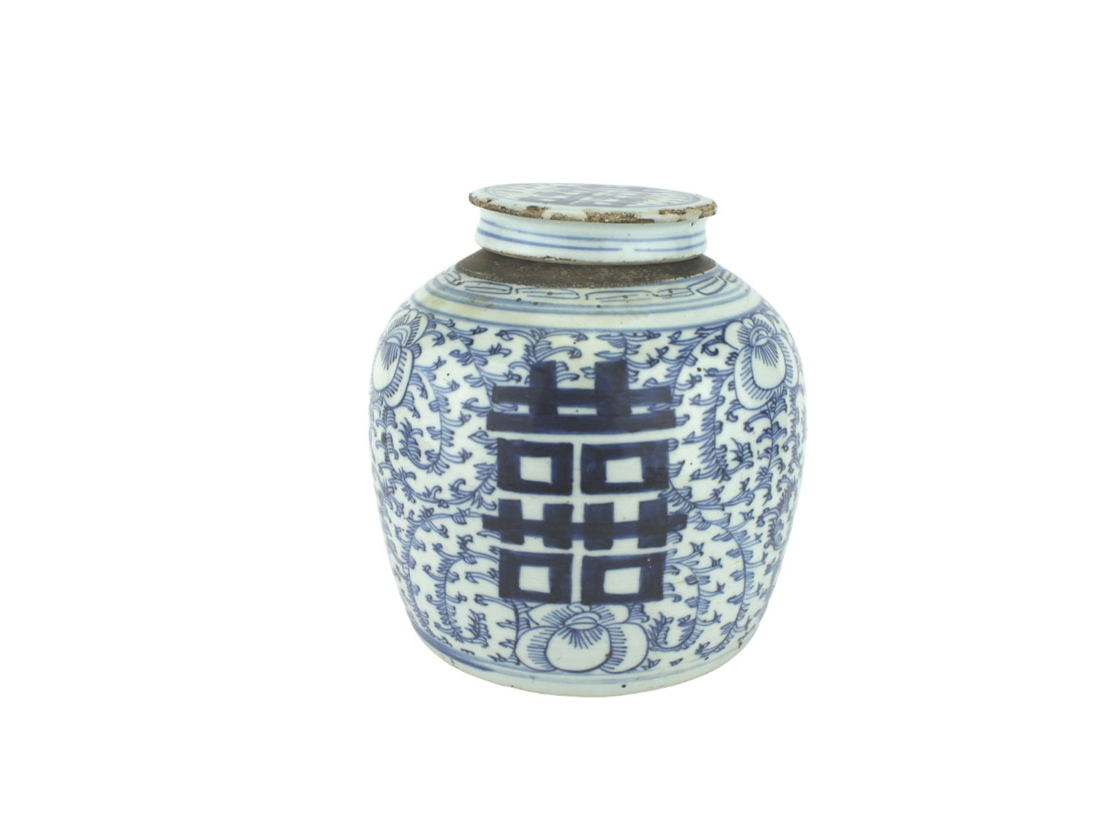 A CHINESE EXPORT B/W LIDDED JAR (1 of 7)