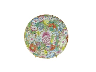 A CHINESE FAMILLE ROSE MILLERFLEUR PLATE