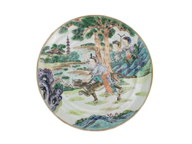 Chinese Porcelain Plate For Wusong Fighting Tiger