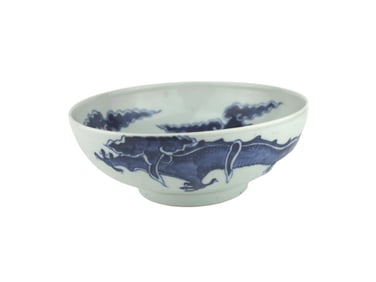 A CHINESE BLUE/WHITE DRAGON BOWL