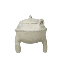 CHINESE ANTIQUE CLAY TRIPOD  LIDDED JAR