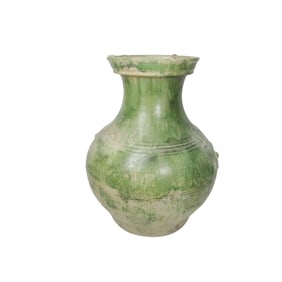 CHINESE IRIDESCENT GREEN GLAZED POTTERY JAR