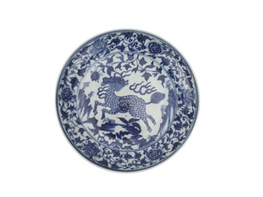 CHINESE BLUE & WHITE LOW BOWL