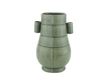 A CHINESE CELADON HU WITH DOUBLE EARS
