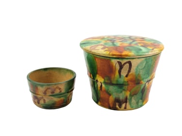 TWO POLYCHROMED JARS