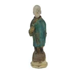 ANTIQUE GREEN GLAZED SAGE FIGURE