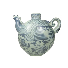 CHINESE BLUE AND WHITE CHICKEN HEAD POT