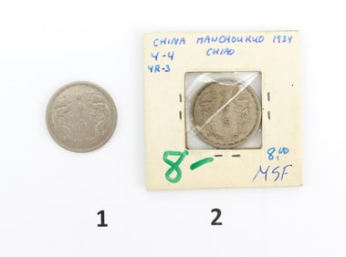 Two Manchoukuo Japanese puppet state China Coins