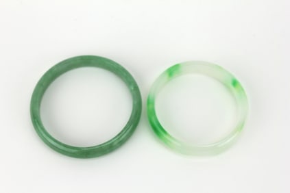 TWO JADEITE BANGLE BRACELETS