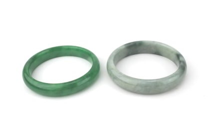 TWO JADEITE BANGLE BRACELETS