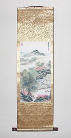 Chinese Watercolor print Silk Scroll